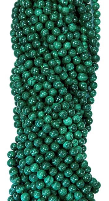 Perles Rondes sur Fil Malachite Foncée AA 5.5-6.5mm chez Arabesk