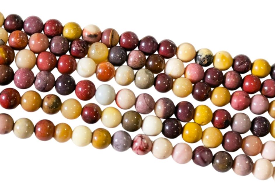 Fil de Perles Rondes Jaspe Mokaïte A 4 mm chez Arabesk