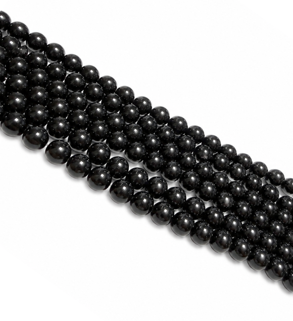 Perles Rondes sur Fil Obsidienne Noire A 8mm chez Arabesk