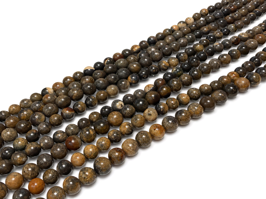 Perles Rondes sur Fil Opale Noire AB 5-6 mm chez Arabesk