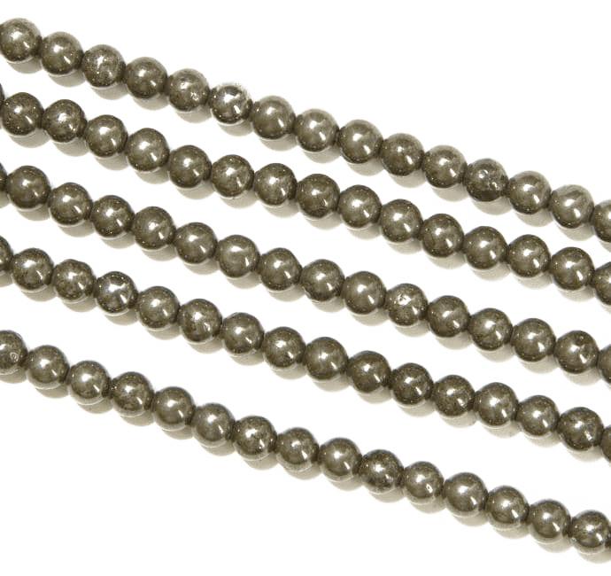 Perles Rondes sur Fil Pyrite A 4mm chez Arabesk