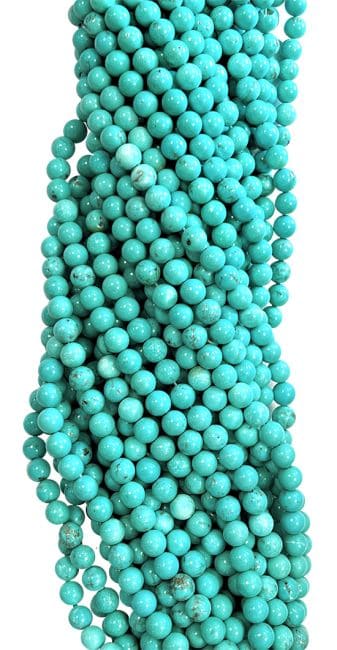 Turquénite Howlite naturelle teintée A perles 4mm sur fil 40cm chez Arabesk