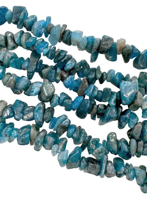 Apatite Bleue A chips 3-8mm sur fil 80cm chez Arabesk