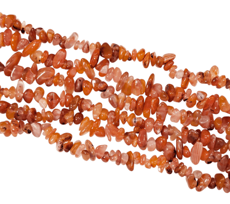 Cornaline A chips 5-8mm sur fil 80cm chez Arabesk