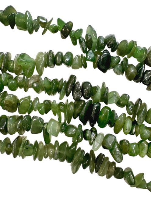 Jade Néphrite Canada AA chips 5-8mm sur fil 80cm chez Arabesk
