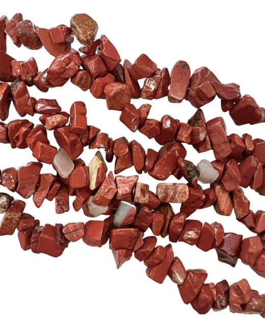 Jaspe Rouge chips 5-8mm sur fil 80cm chez Arabesk