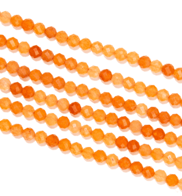 Fil de Perles Rondes Facettées Aventurine Orange A 3 mm chez Arabesk