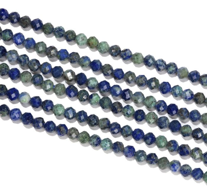 Perles Facettées sur Fil Azurite & Malachite Stabilisée A 3mm chez Arabesk