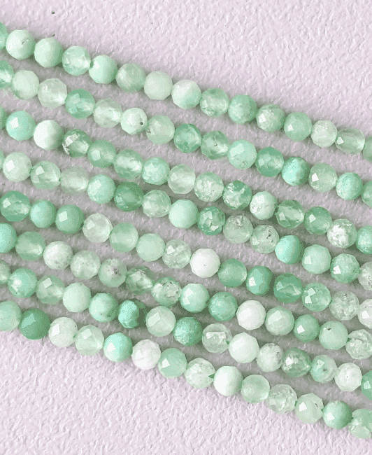 Perles Facettées sur Fil Chrysoprase AA+ 3mm chez Arabesk