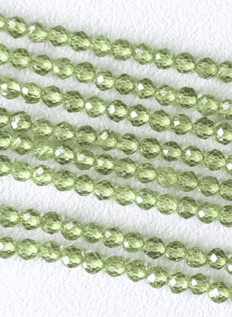 Péridot Facettée AA perles 3mm sur fil 40cm chez Arabesk