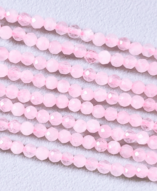 Quartz Rose Facettée A perles 3mm sur fil 40cm chez Arabesk