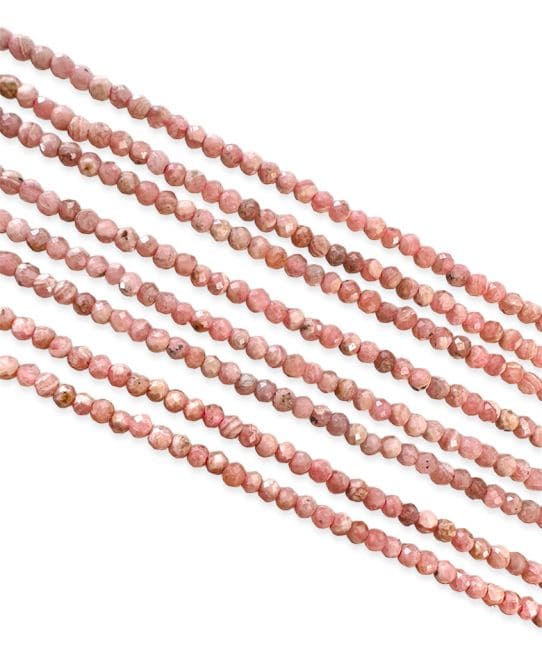 Rhodochrosite Argentine Facettée AA perles 3mm sur fil 40cm chez Arabesk