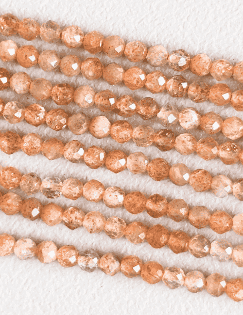 Pierre de Soleil Facettée AA perles 3mm sur fil 40cm chez Arabesk
