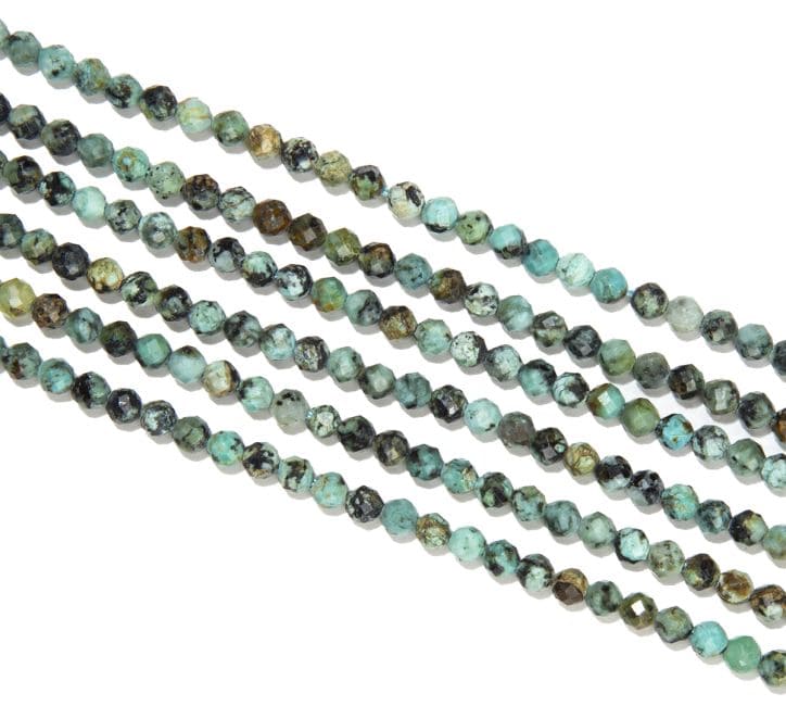 Perles Facettées sur Fil Turquoise Naturelle d’Afrique A 3mm chez Arabesk|cz