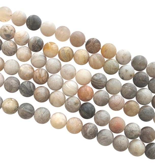 Agate Plume perles mates 6mm sur fil 40cm chez Arabesk
