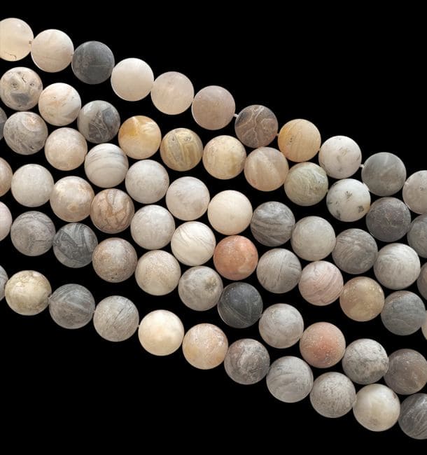 Agate Plume perles mates 6mm sur fil 40cm chez Arabesk|cz