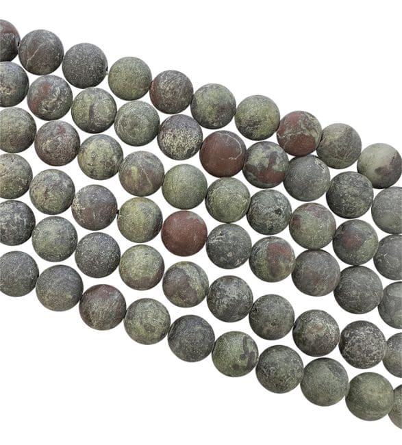 Jaspe Sang de Dragon A perles mates 8mm sur fil 40cm chez Arabesk