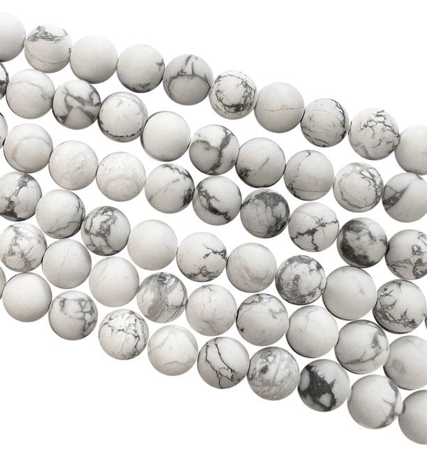 Howlite A perles mates 6mm sur fil 40cm chez Arabesk
