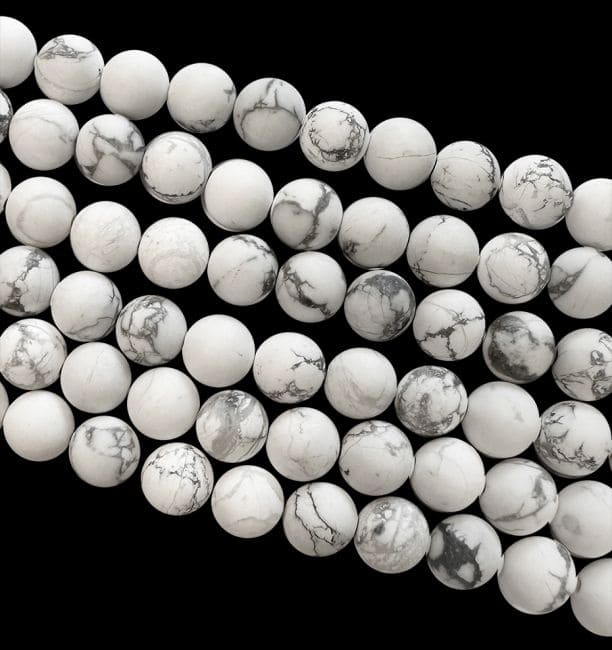 Howlite A perles mates 6mm sur fil 40cm chez Arabesk|cz