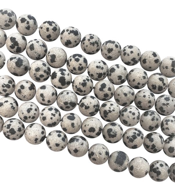 Perles Rondes Mates sur Fil Jaspe Dalmatien A 6-7mm chez Arabesk