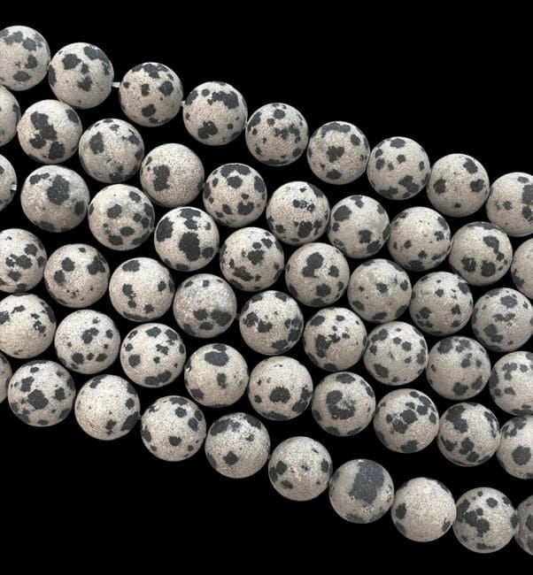 Perles Rondes Mates sur Fil Jaspe Dalmatien A 8-9mm chez Arabesk|cz