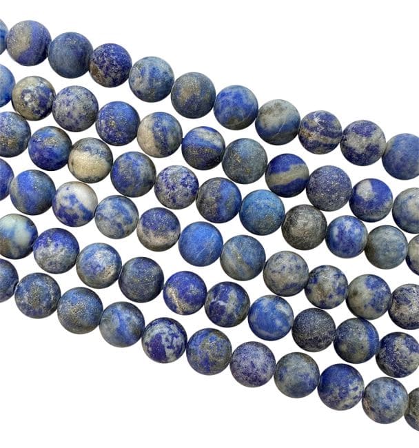 Perles Rondes Mates sur Fil Lapis Lazuli AB 8-9mm chez Arabesk