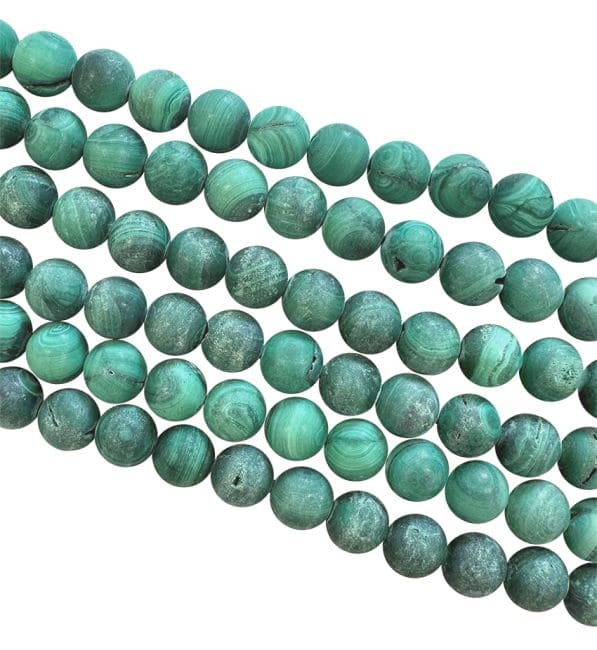 Malachite perles mates 7-8mm sur fil 40cm chez Arabesk