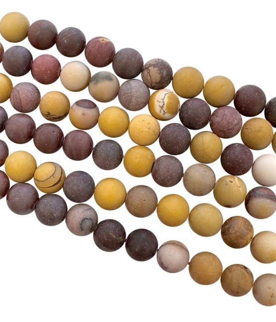 Fil de Perles Rondes Mates Jaspe Mokaïte A 8 mm chez Arabesk