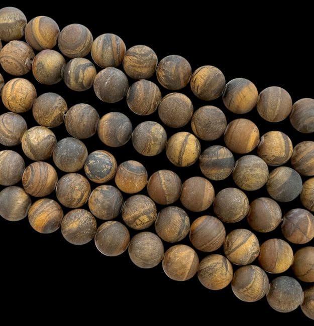 Oeil de tigre A perles mates 6mm sur fil 40cm chez Arabesk|cz