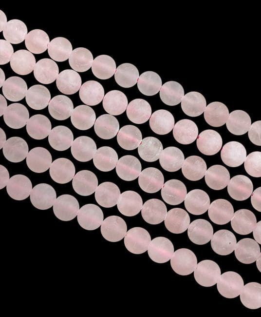 Fil de Perles Rondes Mates Quartz Rose A 8 mm chez Arabesk|cz