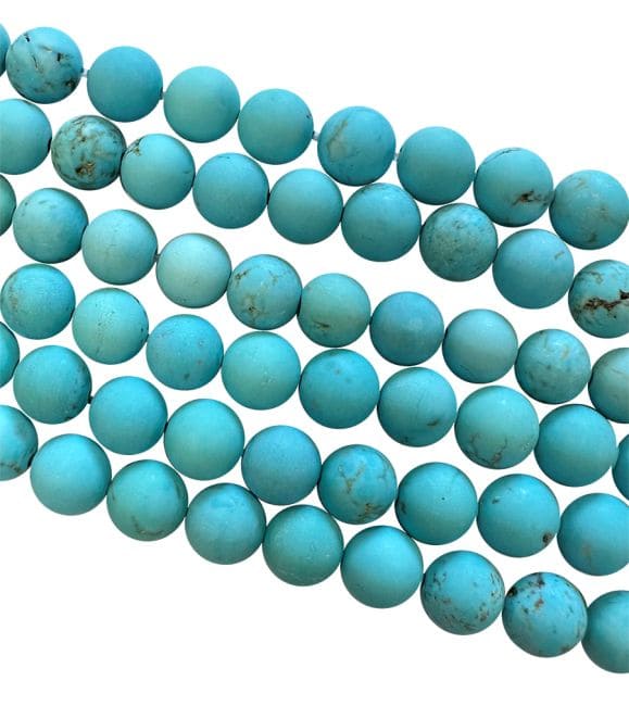 Fil de Perles Rondes Mates Turquenite Howlite Naturelle Teintée A 8 mm chez Arabesk