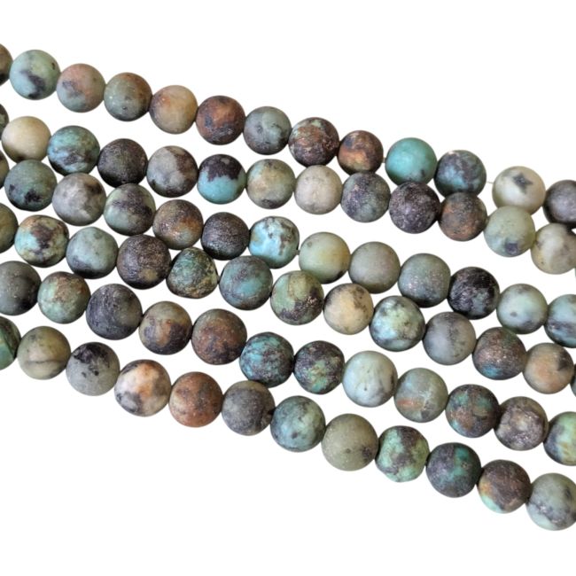 Fil de Perles Rondes Mates Turquoise Naturelle d’Afrique A 4 mm chez Arabesk