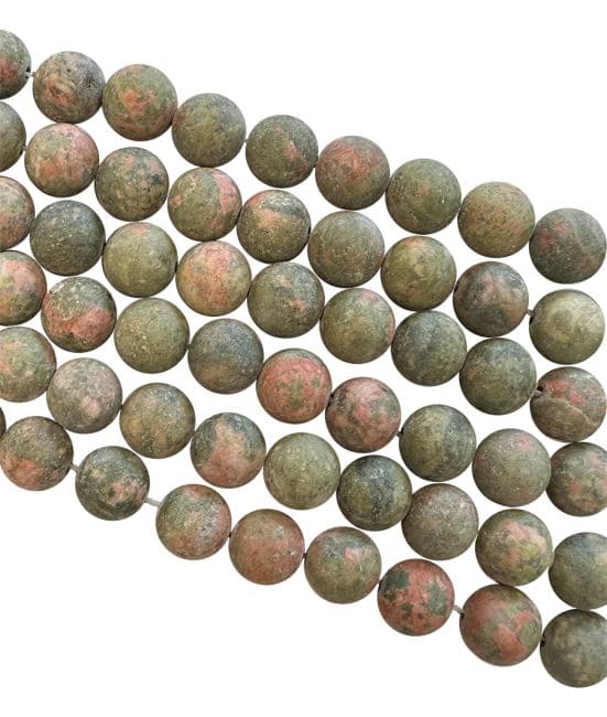 Perles Rondes Mates sur Fil Unakite A 8-9mm chez Arabesk