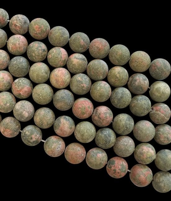 Perles Rondes Mates sur Fil Unakite A 8-9mm chez Arabesk|cz