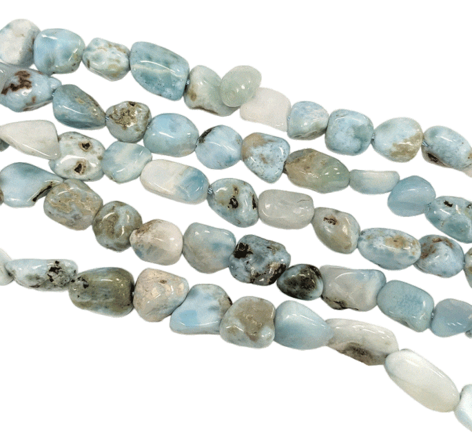 Larimar A Pierres roulées sur fil 5-8mm 40cm chez Arabesk