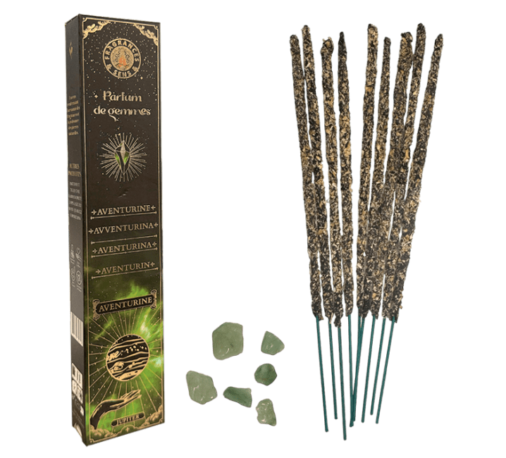 Encens Fragrances & Sens Parfum de Gemmes Aventurine Smudge Stick 20g chez Arabesk
