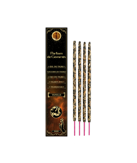 Encens Smudge Stick Parfum de Gemmes Vanille & Œil de Tigre 20g chez Arabesk|cz