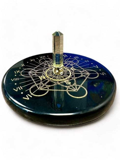 Plaque Onyx noir métatron avec cristal de roche 8cm chez Arabesk|cz