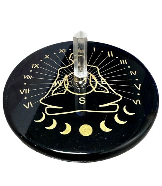 Plaque Onyx noir pentacle avec cristal de roche 8cm chez Arabesk|cz