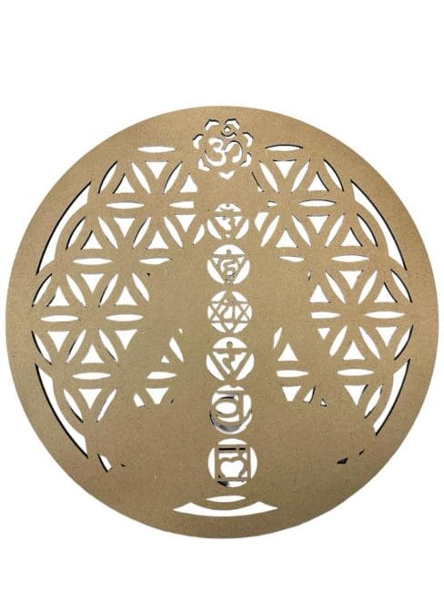Plaque bois 7 Chakras 15cm chez Arabesk