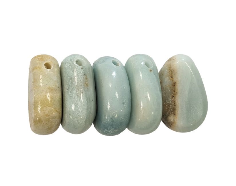 Pendentif Pierre Roulée Percée Amazonite AB 20-30mm X 5 chez Arabesk|cz