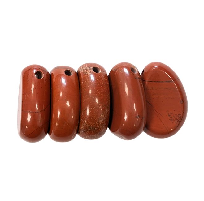 Pendentif Pierre Roulée Percée Jaspe Rouge AB 20-30mm X 5 chez Arabesk|cz