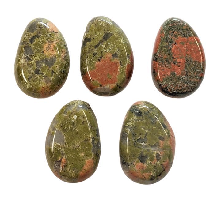 Pendentif Pierre Roulée Percée Unakite A 20-30mm X 5 chez Arabesk