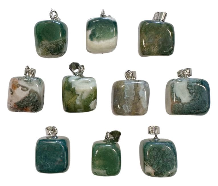 Pendentif pierre roulée Agate Mousse x 10 chez Arabesk