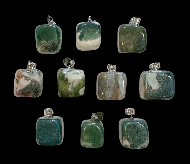 Pendentif pierre roulée Agate Mousse x 10 chez Arabesk|cz