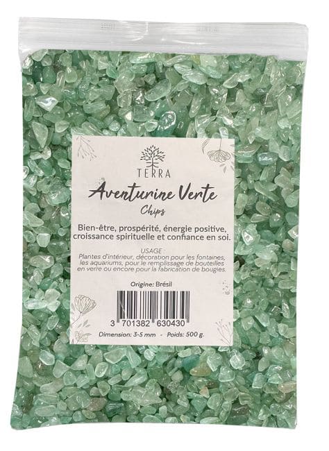 Chips de Pierres Naturelles Aventurine Verte A 3-5mm 500g chez Arabesk