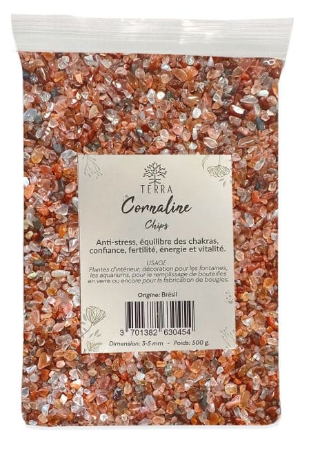 Chips de Pierres Naturelles Cornaline Orange A 1-3mm 500g chez Arabesk