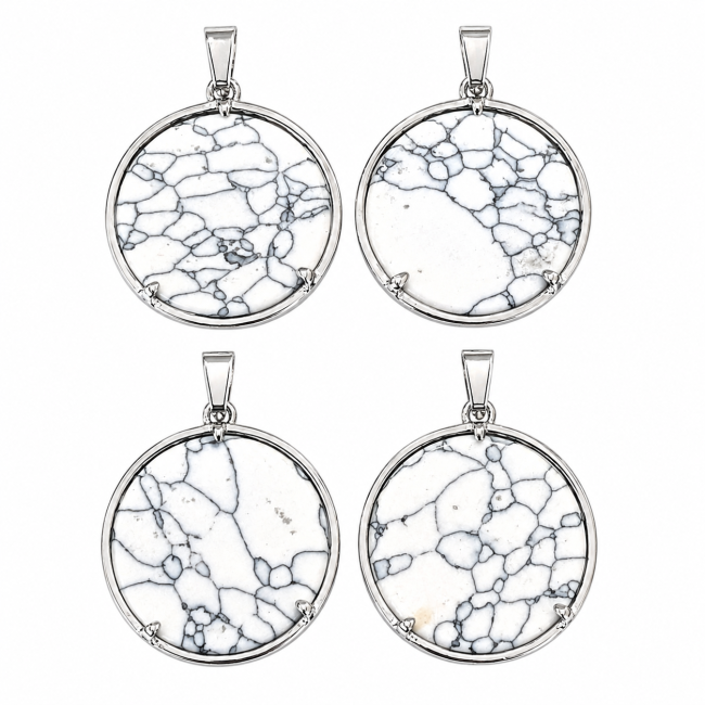 Pendentif Métal Arbre de Vie Effet Howlite 25mm x4 chez Arabesk|cz