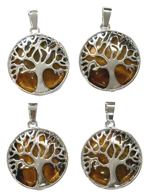 Pendentif Métal Arbre de Vie Oeil De Tigre A 25mm x4 chez Arabesk