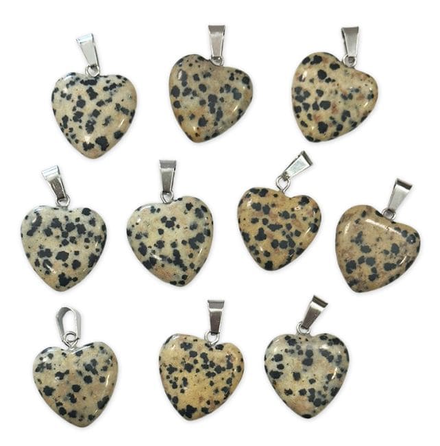 Pendentif Coeur Jaspe Dalmatien 20mm x10 chez Arabesk